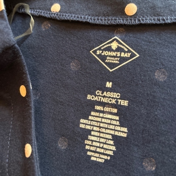 ST JOHN'S BAY Polka Dots Boatneck Blouse size Medium - Picture 3 of 8